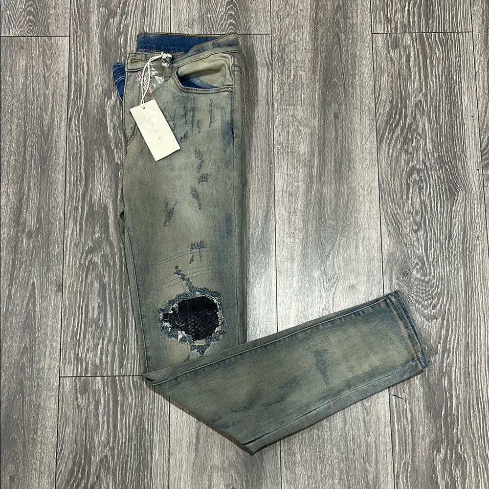 MNML Gray Skinny Distressed Jeans